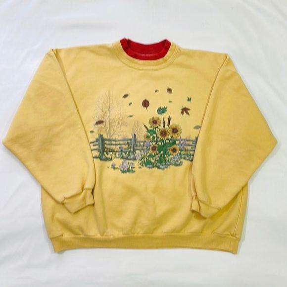 Vintage Sweaters - Vintage Sunflowers/Fall Front & Back Crewneck Sweater